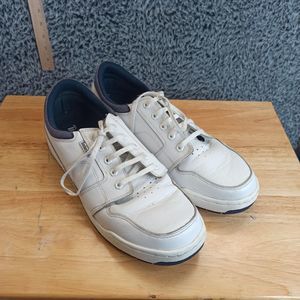 Timberland Sneakers Men 12 White Leather Casual Walking Shoes Lace up Back Denim